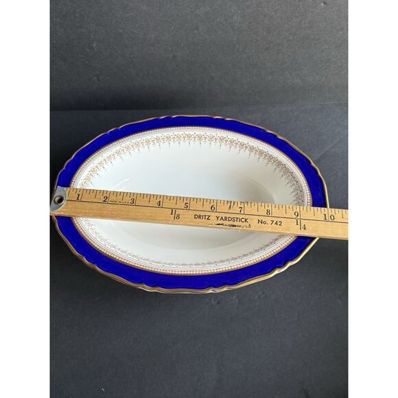 Royal Worcester Regency Gold Rimmed Serving Bowl Blue White China Tableware 10” - Picture 4 of 9